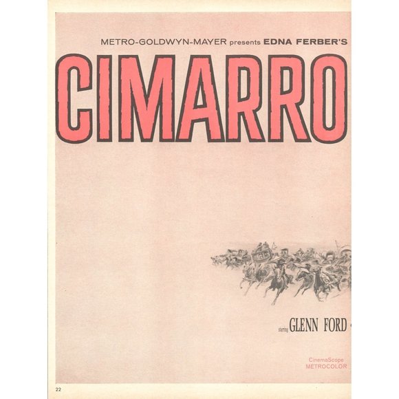 1961 Cimarron Movie Promo 2 Page Print Ad MGM Western Edna Ferber Glenn Ford - Picture 2 of 3